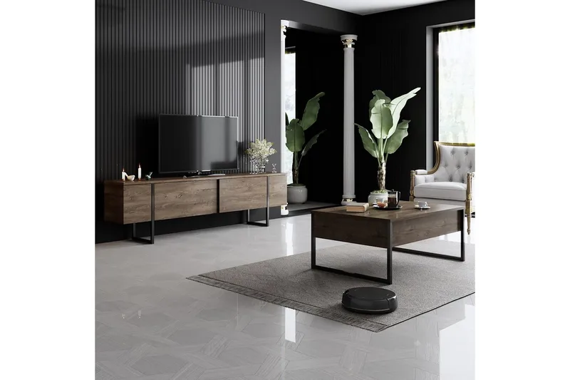 Stuemøbel Sæt Masafumie Sæt Valnød / Sort - Valnød / Sort - Møbler - Møbelsæt - Møbelsæt til stuen