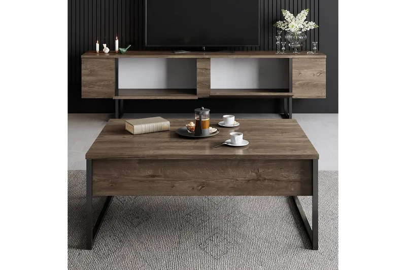 Stuemøbel Sæt Masafumie Sæt Valnød / Sort - Valnød / Sort - Møbler - Møbelsæt - Møbelsæt til stuen