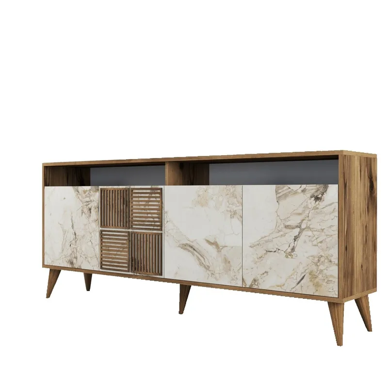 Stuemøbelsæt Hanah Home Milan500 (180 x 78,6 x 35 cm) Valnød / Travertin, undefined
