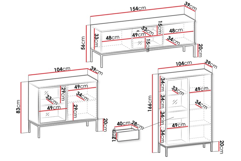 Tenorio Møbelsæt Til Stue - Beige - Møbler - Møbelsæt - Møbelsæt til stuen
