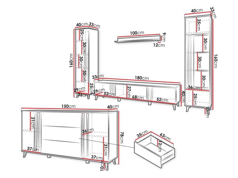 Torvos Møbelsæt til stue - Brun/Sort - Møbler - Møbelsæt - Møbelsæt til stuen