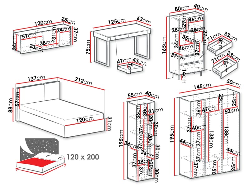 Travic Møbelsæt til Soveværelse - Møbler - Møbelsæt - Møbelsæt til soveværelse