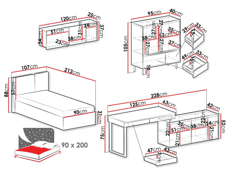 Travic Møbelsæt til Soveværelse - Møbler - Møbelsæt - Møbelsæt til soveværelse
