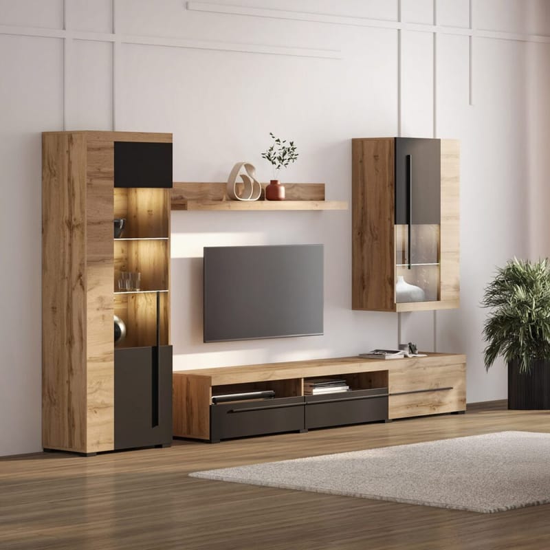 Væg enhed Roger 4 dele - Wotan Eg - Møbler - Møbelsæt - Møbelsæt til stuen