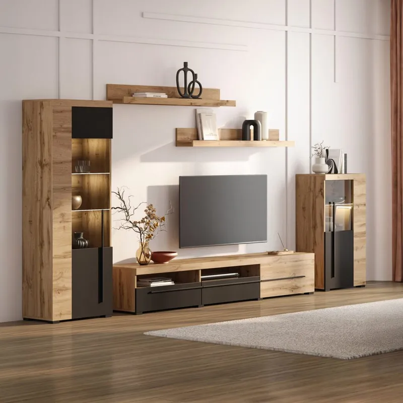 Væg enhed Roger 5 dele - Wotan Eg - Møbler - Møbelsæt - Møbelsæt til stuen