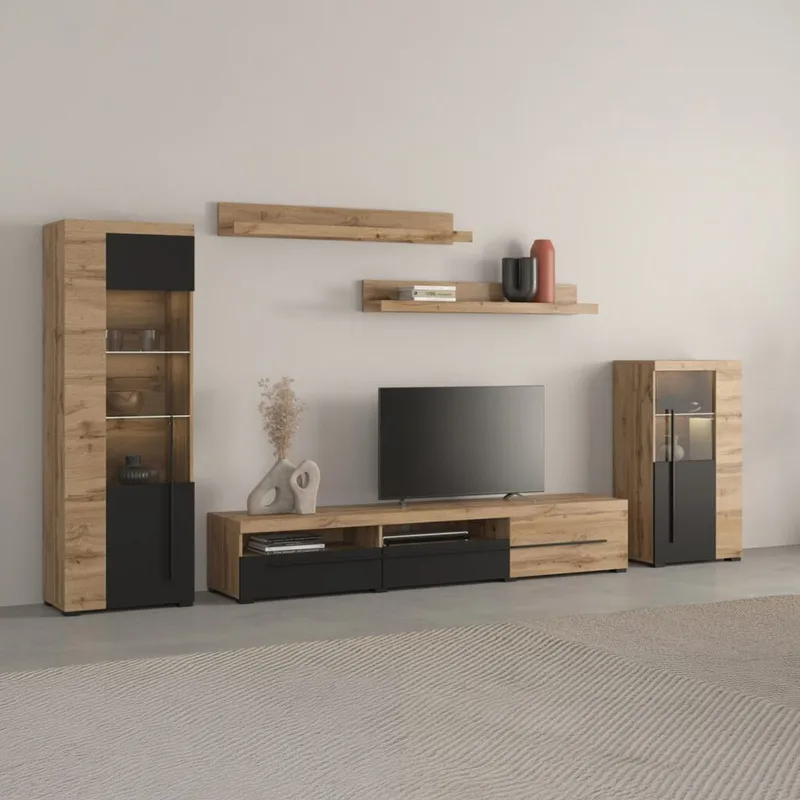 Væg enhed Roger 5 dele - Wotan Eg - Møbler - Møbelsæt - Møbelsæt til stuen