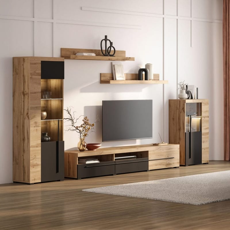 Væg enhed Roger 5 dele - Wotan Eg - Møbler - Møbelsæt - Møbelsæt til stuen