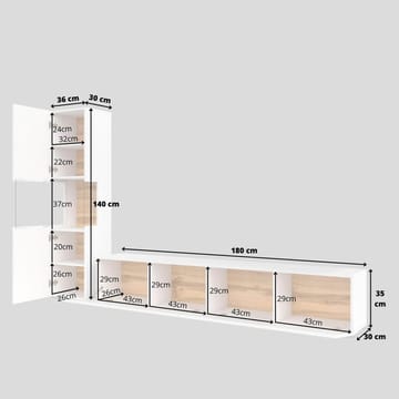 Vægenhed Ava 2 dele (05+40) - Hvid - Møbler - Møbelsæt - Møbelsæt til stuen