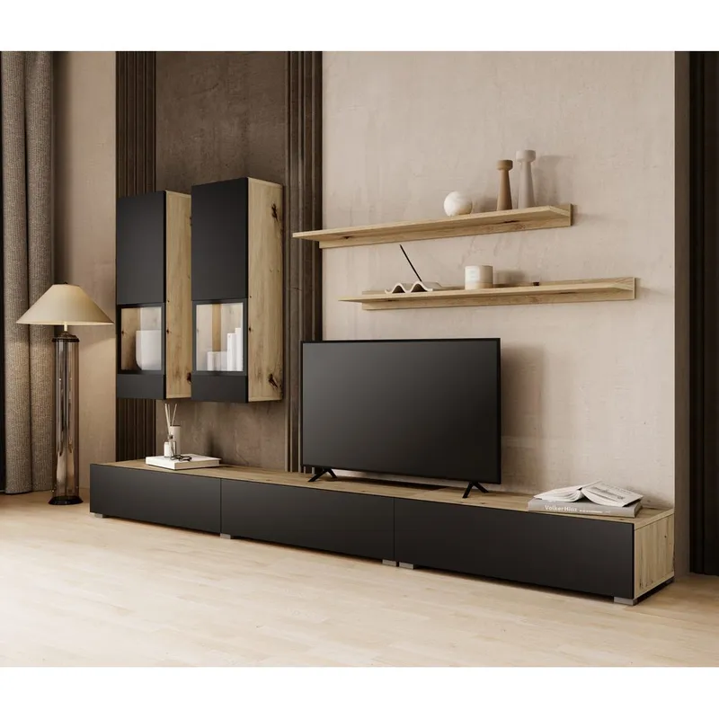 Vægskab Baros - Artisan - Sort Supermat - Møbler - Møbelsæt - Møbelsæt til stuen