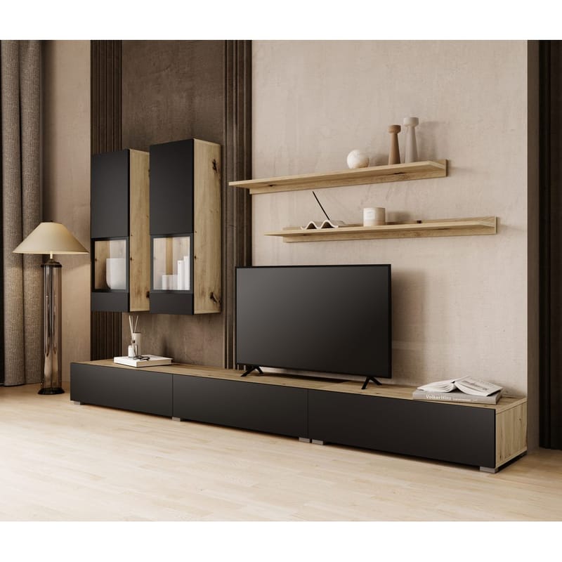 Vægskab Baros - Artisan - Sort Supermat - Møbler - Møbelsæt - Møbelsæt til stuen