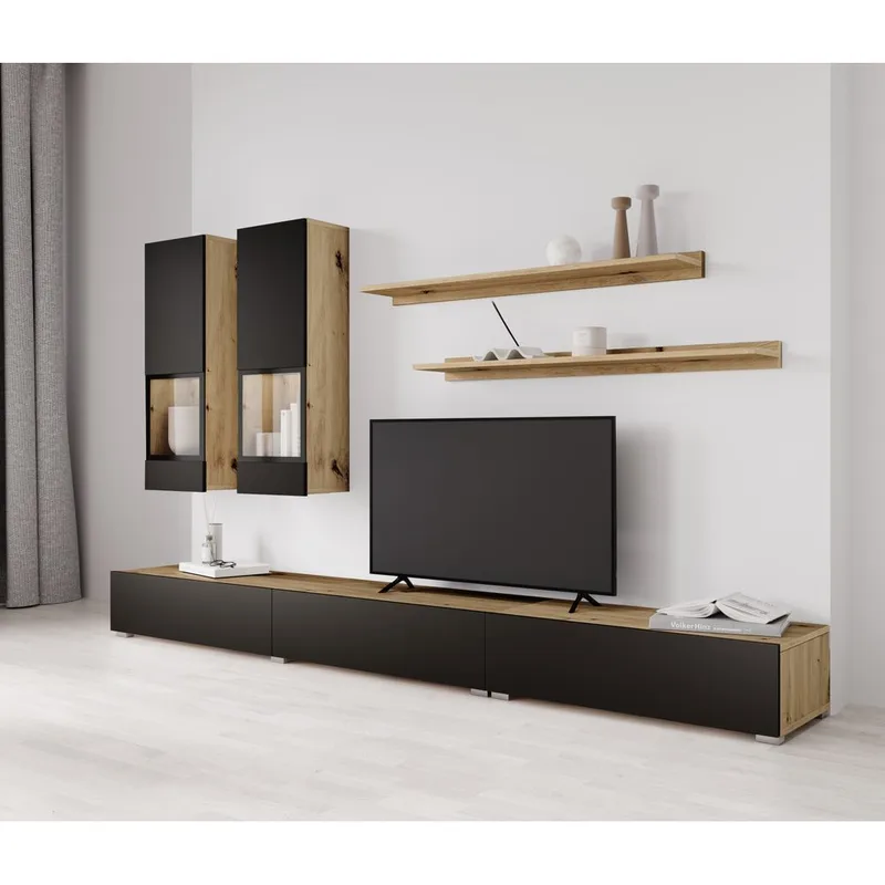 Vægskab Baros - Artisan - Sort Supermat - Møbler - Møbelsæt - Møbelsæt til stuen