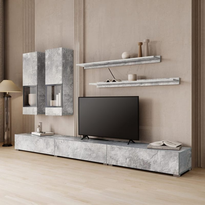 Vægskab Baros - Betonlys - Møbler - Møbelsæt - Møbelsæt til stuen