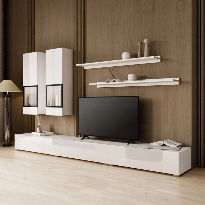 Vægskab Baros - Hvid Laminat - Møbler - Møbelsæt - Møbelsæt til stuen