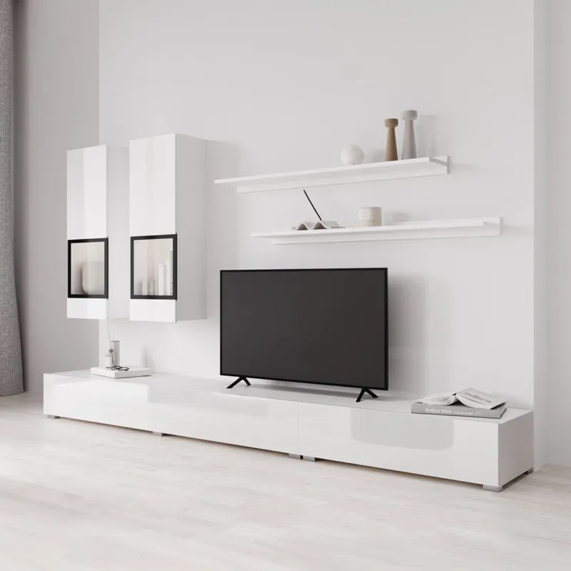 Vægskab Baros - Hvid Laminat - Møbler - Møbelsæt - Møbelsæt til stuen