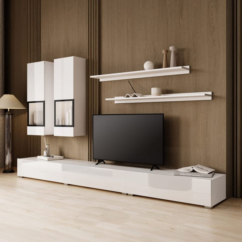 Vægskab Baros - Hvid Laminat - Møbler - Møbelsæt - Møbelsæt til stuen