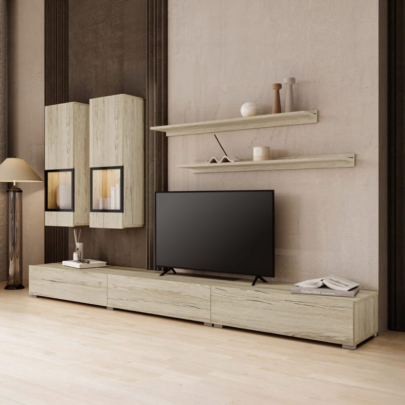 Vægskab Baros - San Remo Eg Lys Laminat - Møbler - Møbelsæt - Møbelsæt til stuen