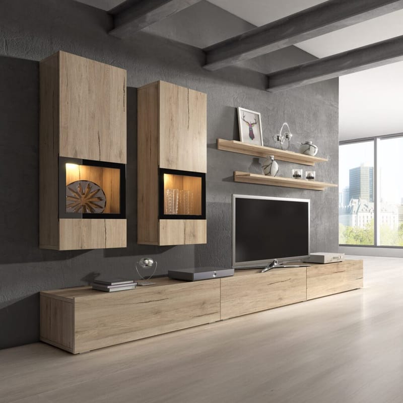 Vægskab Baros - San Remo Eg Lys Laminat - Møbler - Møbelsæt - Møbelsæt til stuen