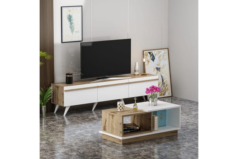 Valentina Møbelsæt til Stuen - Hvid/Blå - Møbler - Møbelsæt - Møbelsæt til stuen