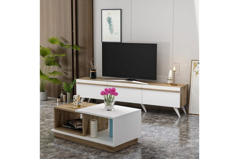 Valentina Møbelsæt til Stuen - Hvid/Blå - Møbler - Møbelsæt - Møbelsæt til stuen