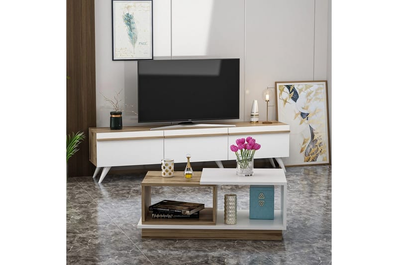 Valentina Møbelsæt til Stuen - Hvid/Blå - Møbler - Møbelsæt - Møbelsæt til stuen