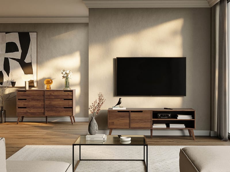 Virello Møbelsæt til stuen - TV-bænk og skænk - brun - Møbler - Møbelsæt - Møbelsæt til stuen