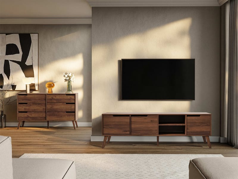 Virello Møbelsæt til stuen - TV-bænk og skænk - brun - Møbler - Møbelsæt - Møbelsæt til stuen