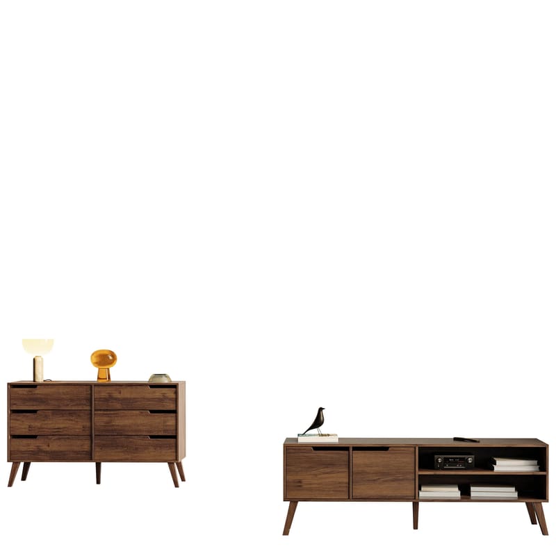 Virello Møbelsæt til stuen - TV-bænk og skænk, brun