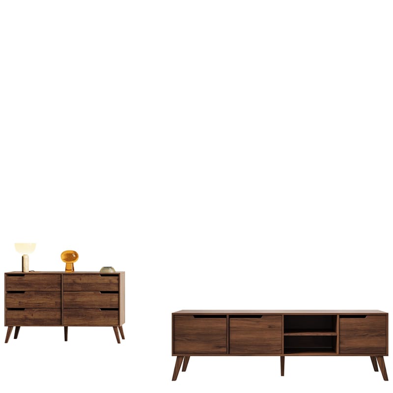 Virello Møbelsæt til stuen - TV-bænk og skænk, brun