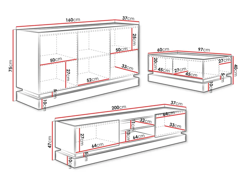 Zelric Møbelsæt til stue - Sort - Møbler - Møbelsæt - Møbelsæt til stuen