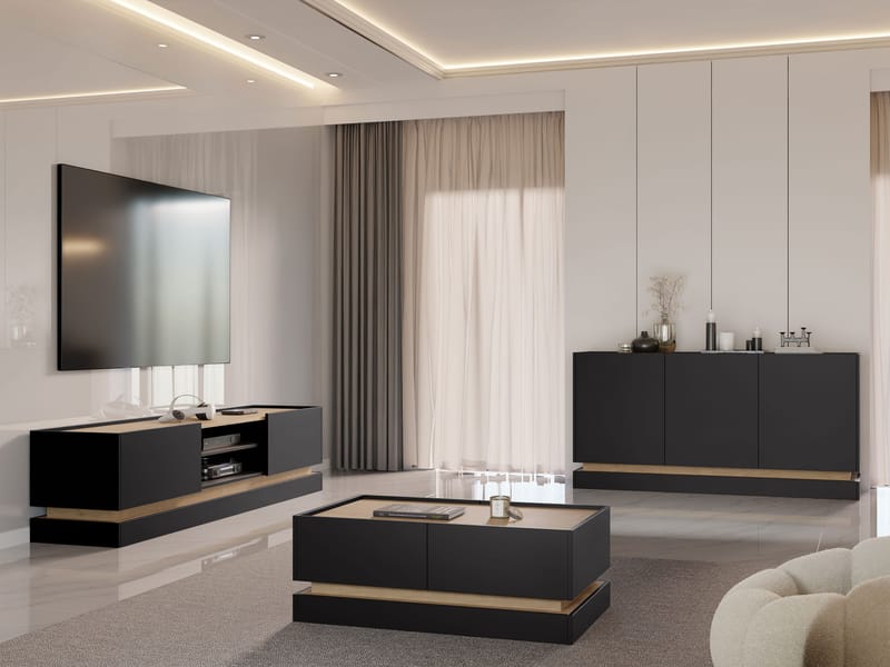 Zelric Møbelsæt til stue - Sort - Møbler - Møbelsæt - Møbelsæt til stuen