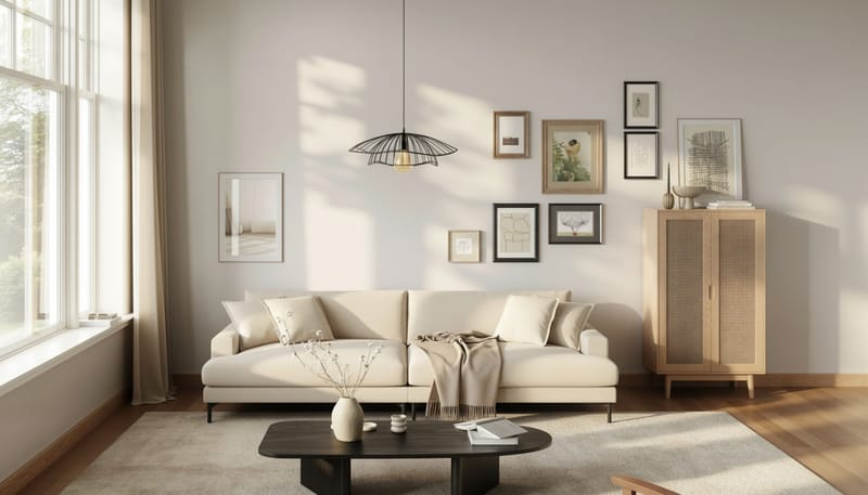 Menard Premium 5-seters Dyp Sofa i Bouclé - Lys Beige - Møbler - Sofaer