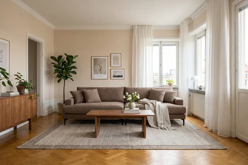 Menard Premium 5-personers dyb sofa i stof - Brun - Møbler - Sofaer