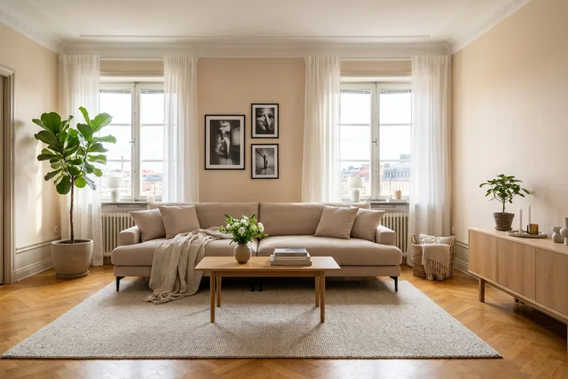 Menard Premium 5-personers dyb sofa i stof - Beige - Møbler - Sofaer