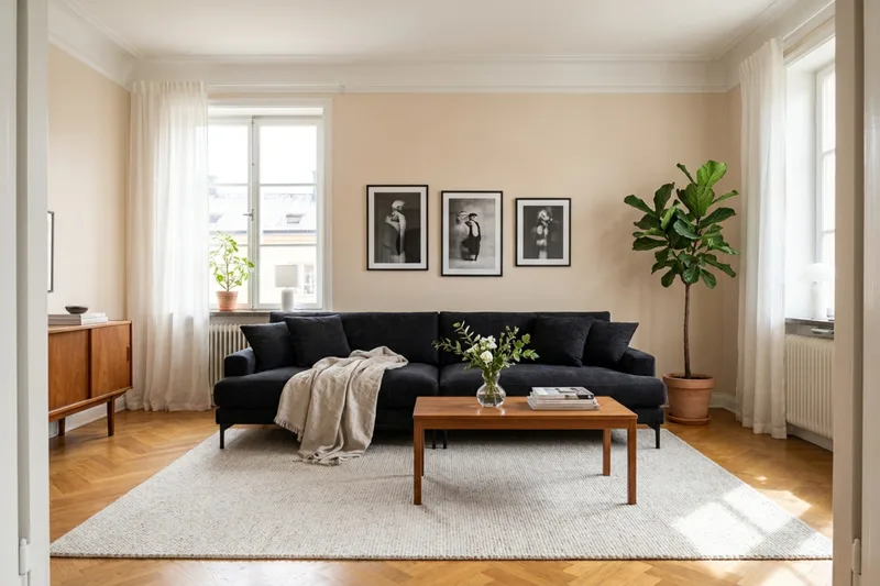 Menard Premium 5-personers dyb sofa i chenille - Sort - Møbler - Sofaer