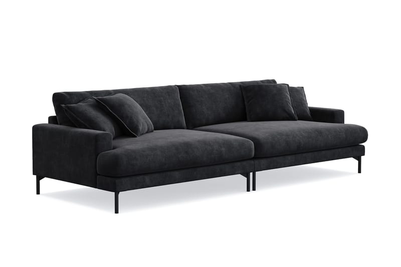 Menard Premium 5-personers dyb sofa i chenille - Sort - Møbler - Sofaer