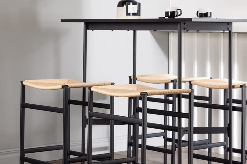 Rektangulär matgrupp Venture Home Natur Svart 4st - Møbler - Borde