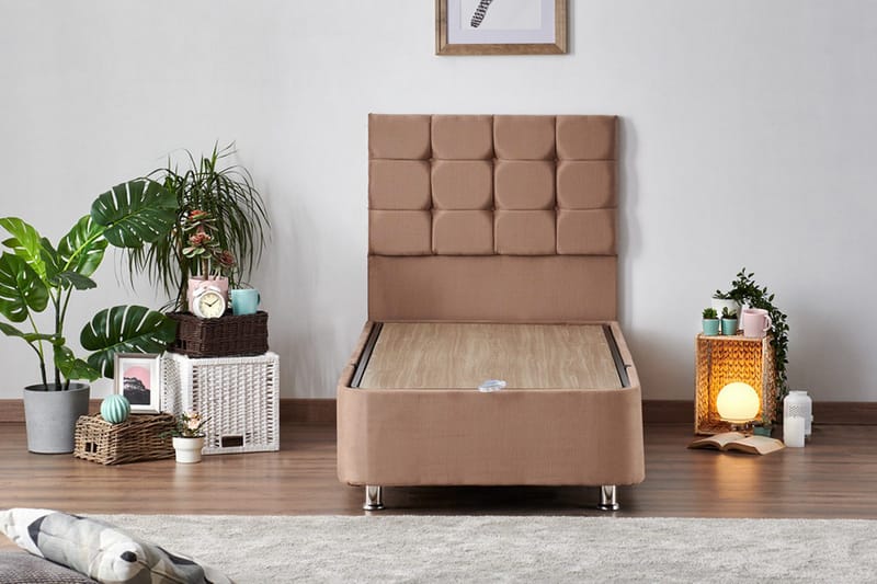 Adilen Kontinentalseng 90x200 cm - Lysebrun - Møbler - Senge - Komplet sengepakke