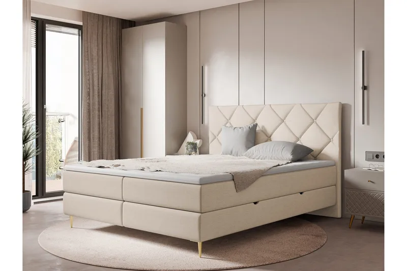 Alasia Sengespakke Kontinentalseng 160x200 cm - Beige - Møbler - Senge - Komplet sengepakke