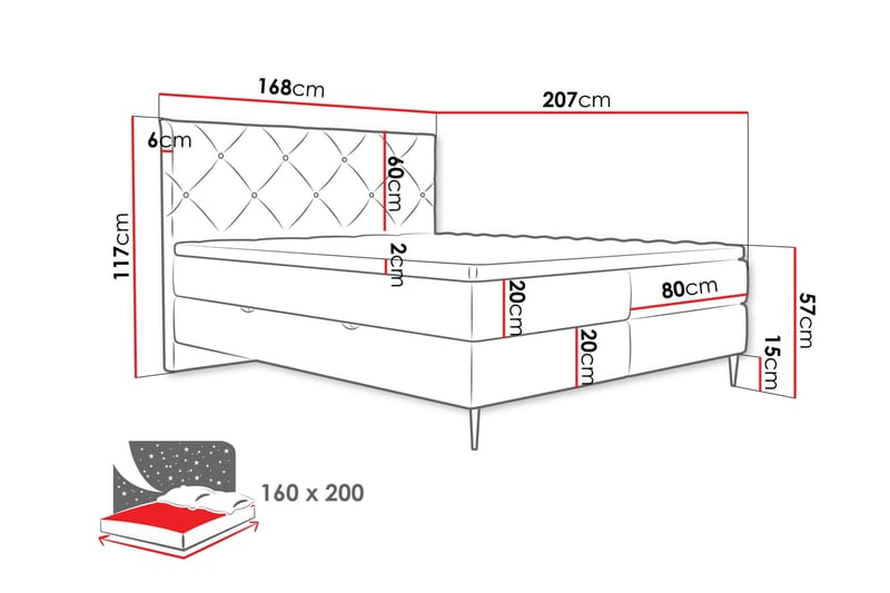 Alasia Sengespakke Kontinentalseng 160x200 cm - Brun - Møbler - Senge - Komplet sengepakke