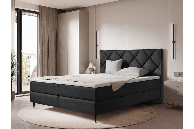 Alasia Sengespakke Kontinentalseng 160x200 cm - Sort - Møbler - Senge - Komplet sengepakke