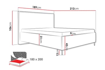 Alaudin Sengeramme 180x200 cm - Grå - Møbler - Senge - Sengeramme & sengestel