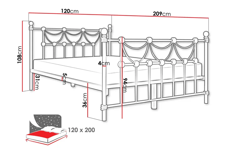 Alexa Sengeramme 120x200 cm - Hvid - Møbler - Senge - Sengeramme & sengestel