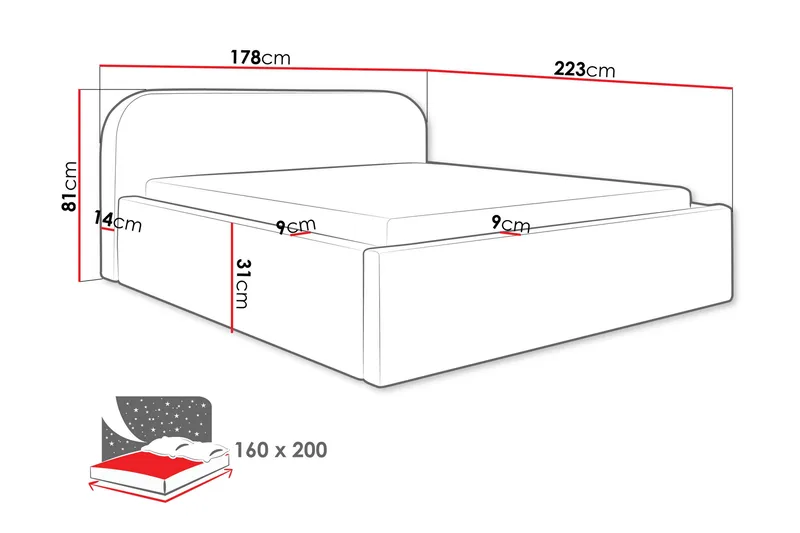 Alfiya Sengeramme 160x200 cm - Sort - Møbler - Senge - Sengeramme & sengestel