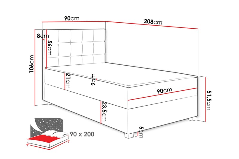 Alghero Sengepakke Opbevaringsseng 90x200 cm - Beige - Møbler - Senge - Komplet sengepakke