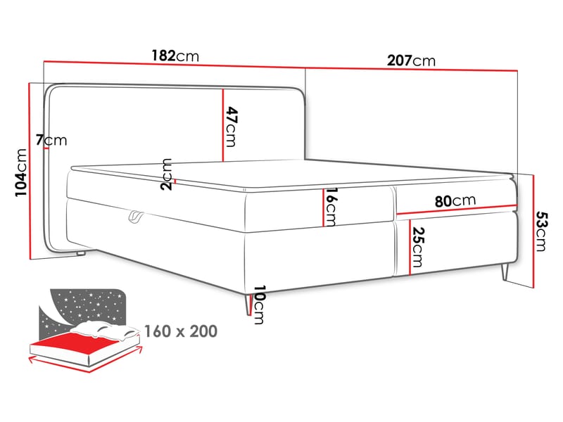 Allgunnen Sengesæt Kontinentalseng 160x200 cm - Grå - Møbler - Senge - Komplet sengepakke