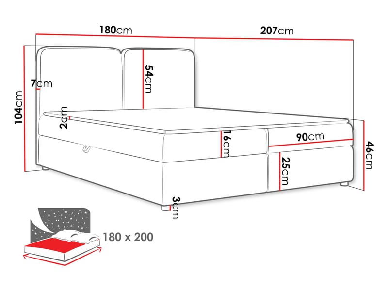 Allgunnen Sengesæt Kontinentalseng 180x200 cm - Hvid - Møbler - Senge - Komplet sengepakke