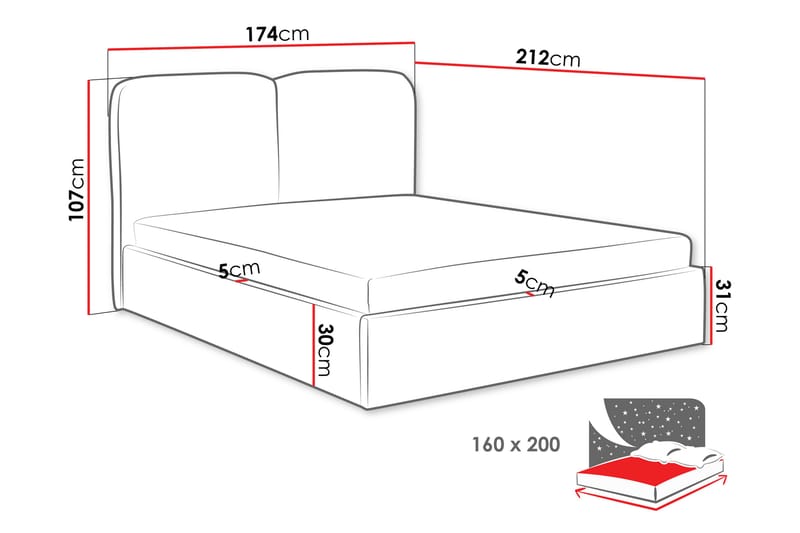 Arondel Opbevaringsseng - Hvid - Møbler - Senge - Sengeramme & sengestel