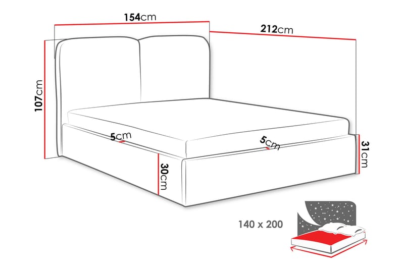 Arondel Opbevaringsseng - Sort - Møbler - Senge - Sengeramme & sengestel