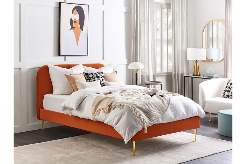 Baako Sengeramme 140x200 cm - Orange/Guld - Møbler - Senge - Sengeramme & sengestel