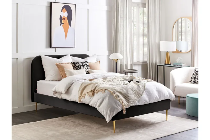 Baako Sengeramme 140x200 cm - Sort/Guld - Møbler - Senge - Sengeramme & sengestel